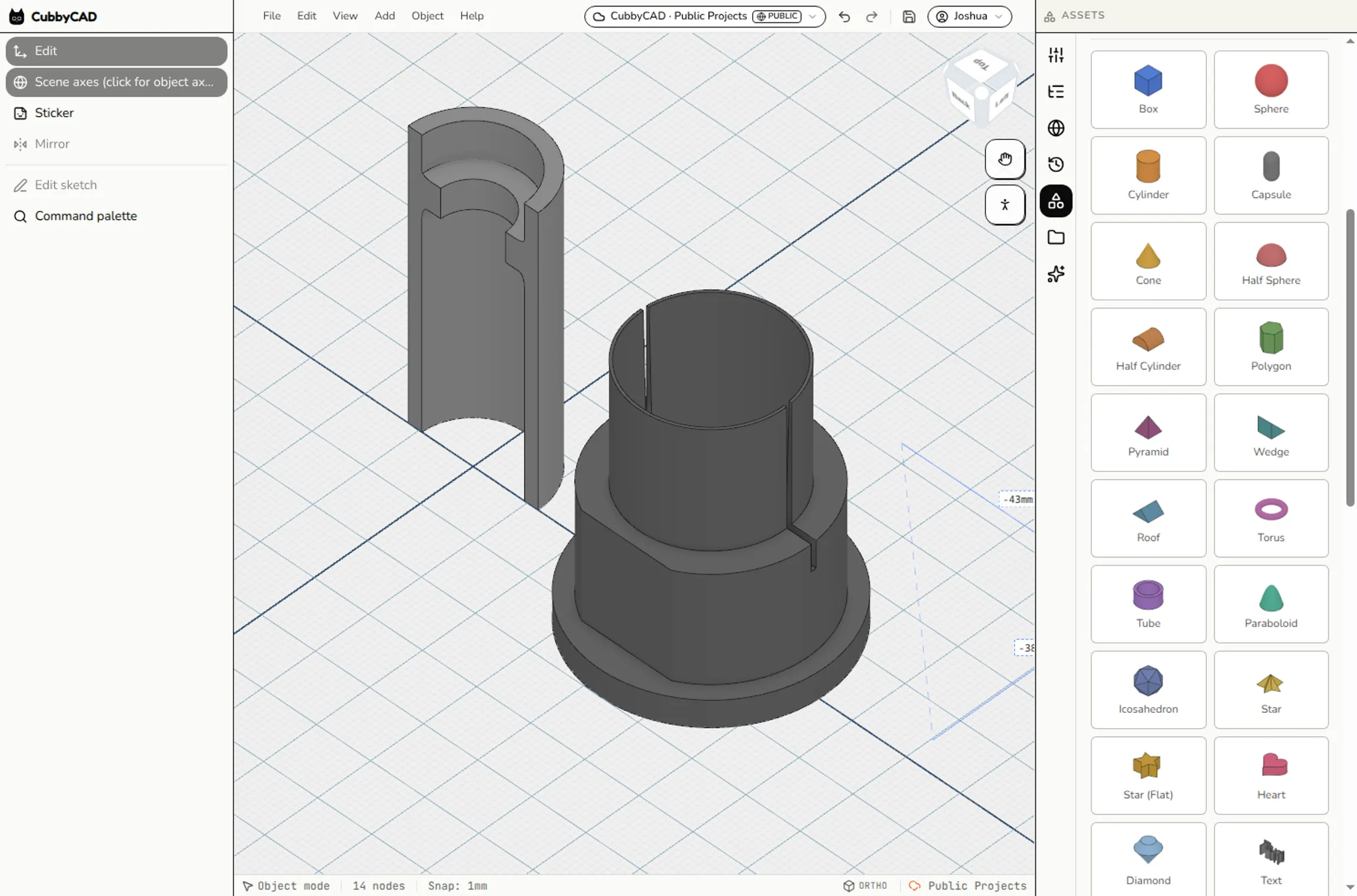 The CubbyCAD editor