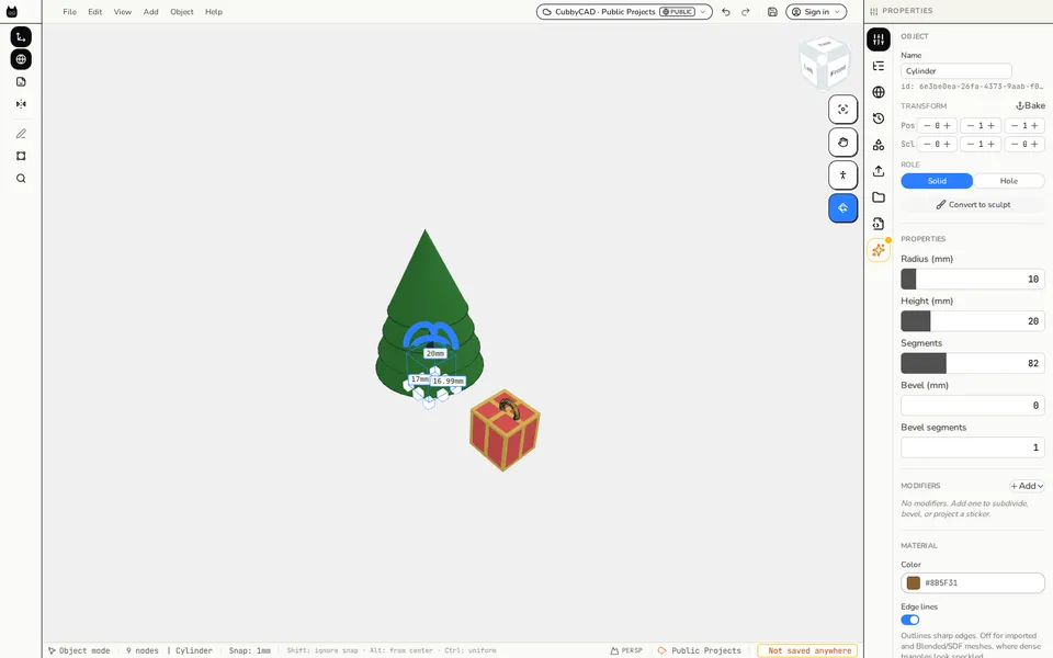 A primitive selected, with the Properties panel and Role toggle